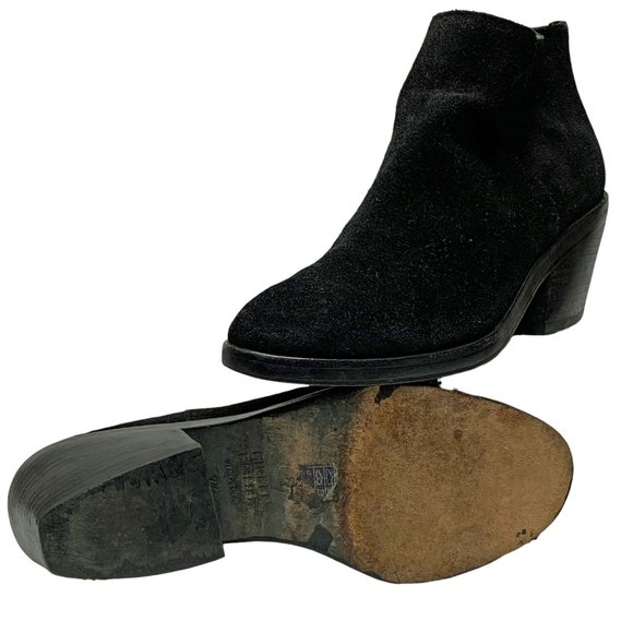 EILEEN‎ FISHER Peer Black Suede Rear Zip Heeled Ankle Booties - Picture 8 of 10